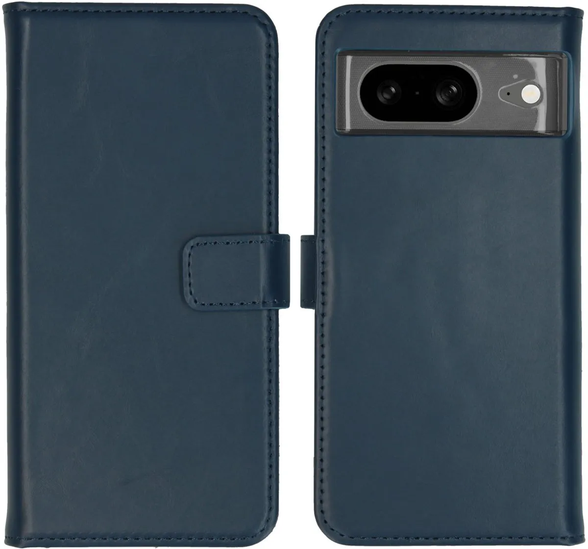 Selencia Hoesje Google Pixel 8 - Echt Lederen Bookcase Blauw