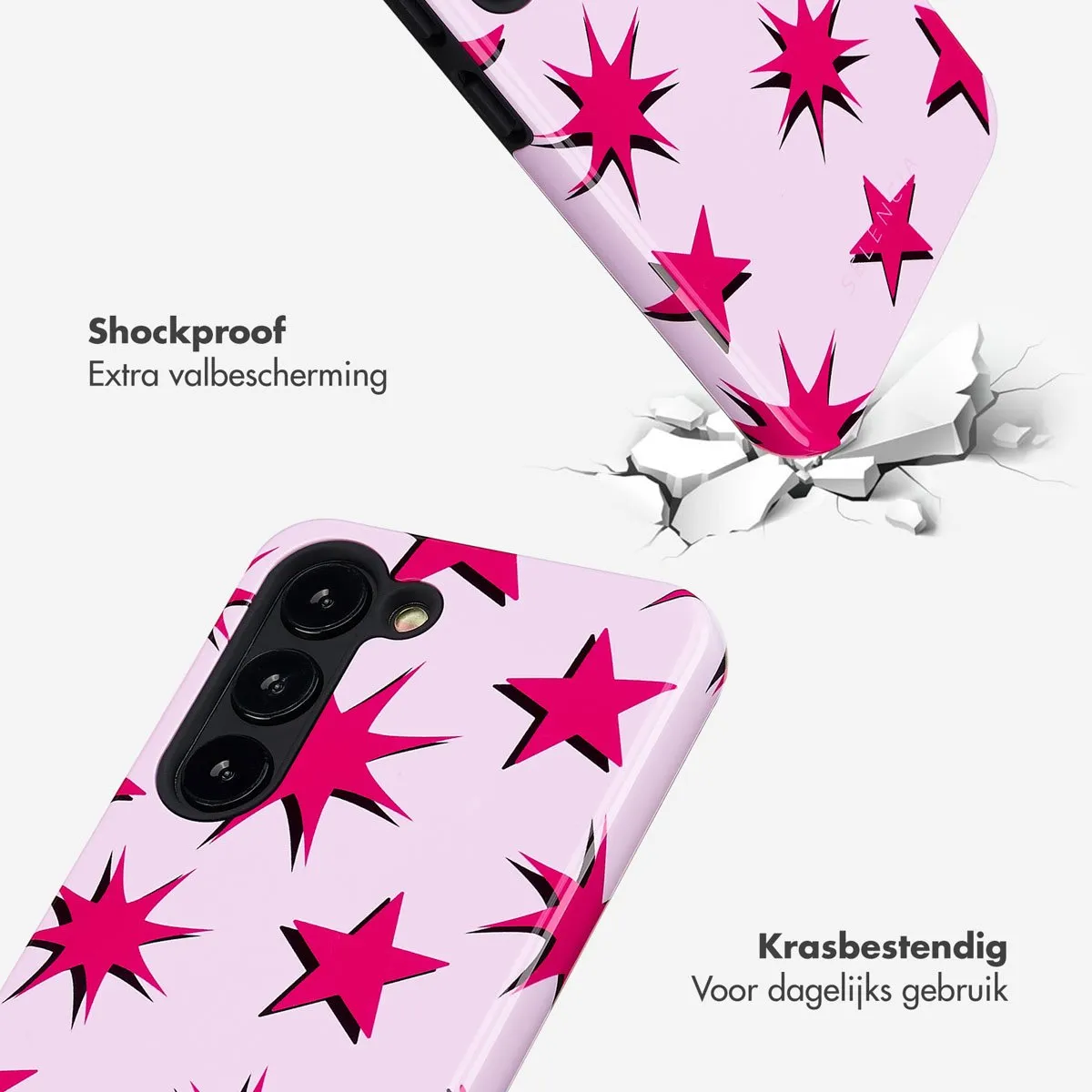 Selencia Hoesje Samsung Galaxy S23 - Stars Rubine Red Light Pink