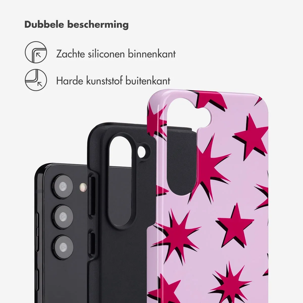 Selencia Hoesje Samsung Galaxy S23 - Stars Rubine Red Light Pink