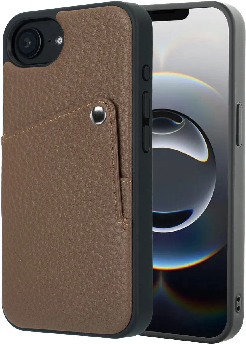 Selencia Hoesje iPhone 16e Backcover Pashouder - Mocha Brown