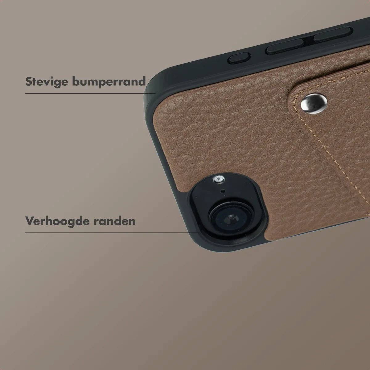 Selencia Hoesje iPhone 16e Backcover Pashouder - Mocha Brown