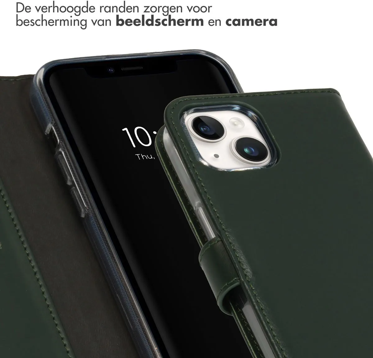 Selencia Hoesje iPhone 15 Bookcase - Groen - 3 Pasjes