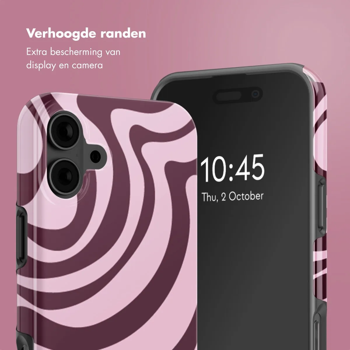Selencia iPhone 16 Hoesje - MagSafe Wavy Swirl Pink Plum