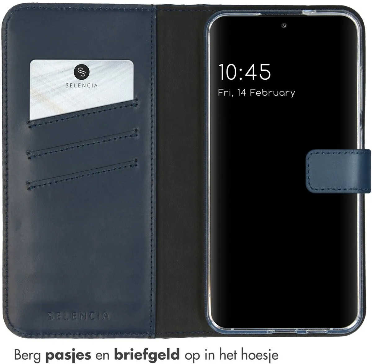 Selencia Hoesje Samsung Galaxy S24 Plus - Donkerblauw Lederen Bookcase