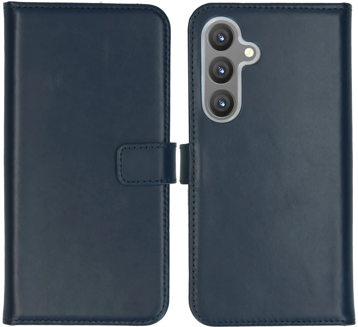 Selencia Hoesje Samsung Galaxy S24 Plus - Donkerblauw Lederen Bookcase