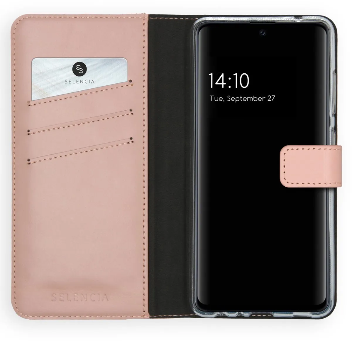 Selencia Hoesje Samsung Galaxy A52 - Echt Lederen Bookcase - Lichtroze
