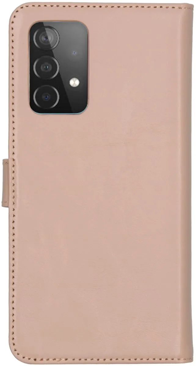 Selencia Hoesje Samsung Galaxy A52 - Echt Lederen Bookcase - Lichtroze