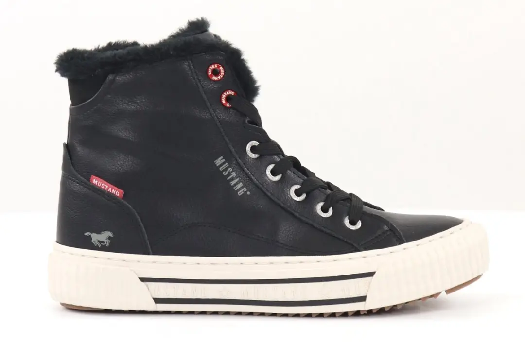 Mustang 1442-601-9 gevoerde Hoge sneakers Veters en Rits Zwart