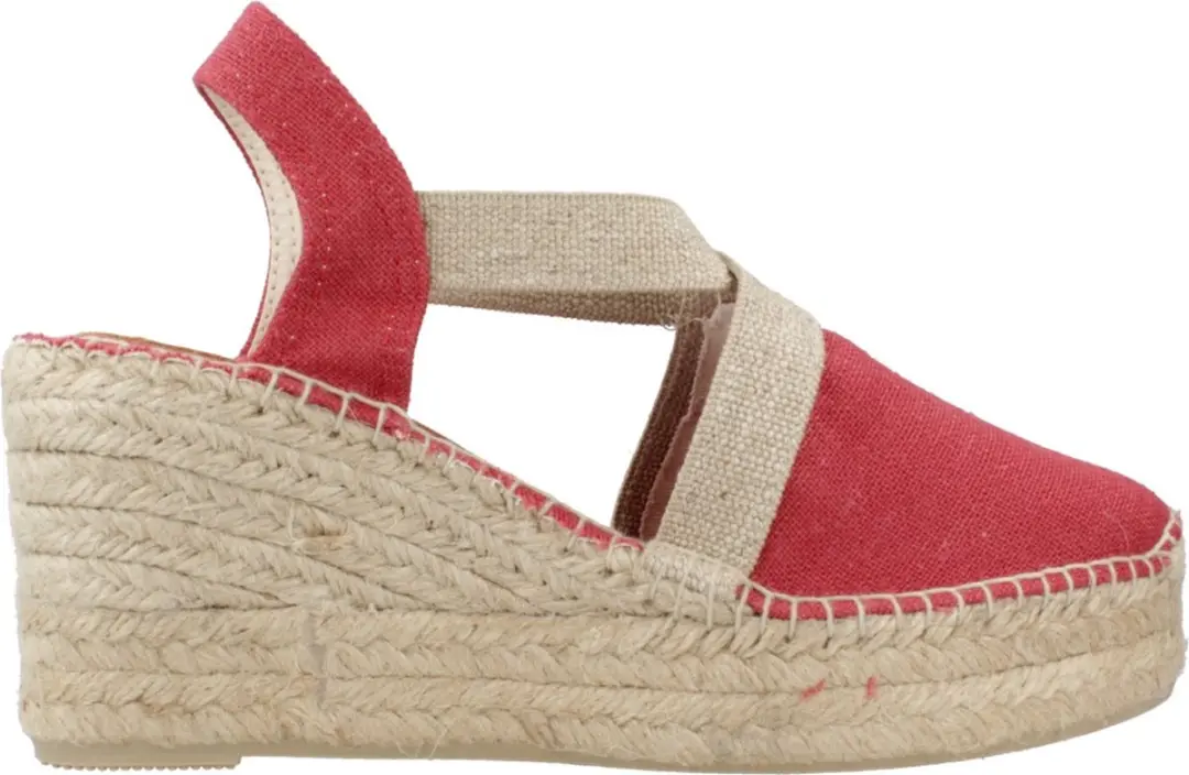 Dames espadrille met hoge hakken van linnen en katoen