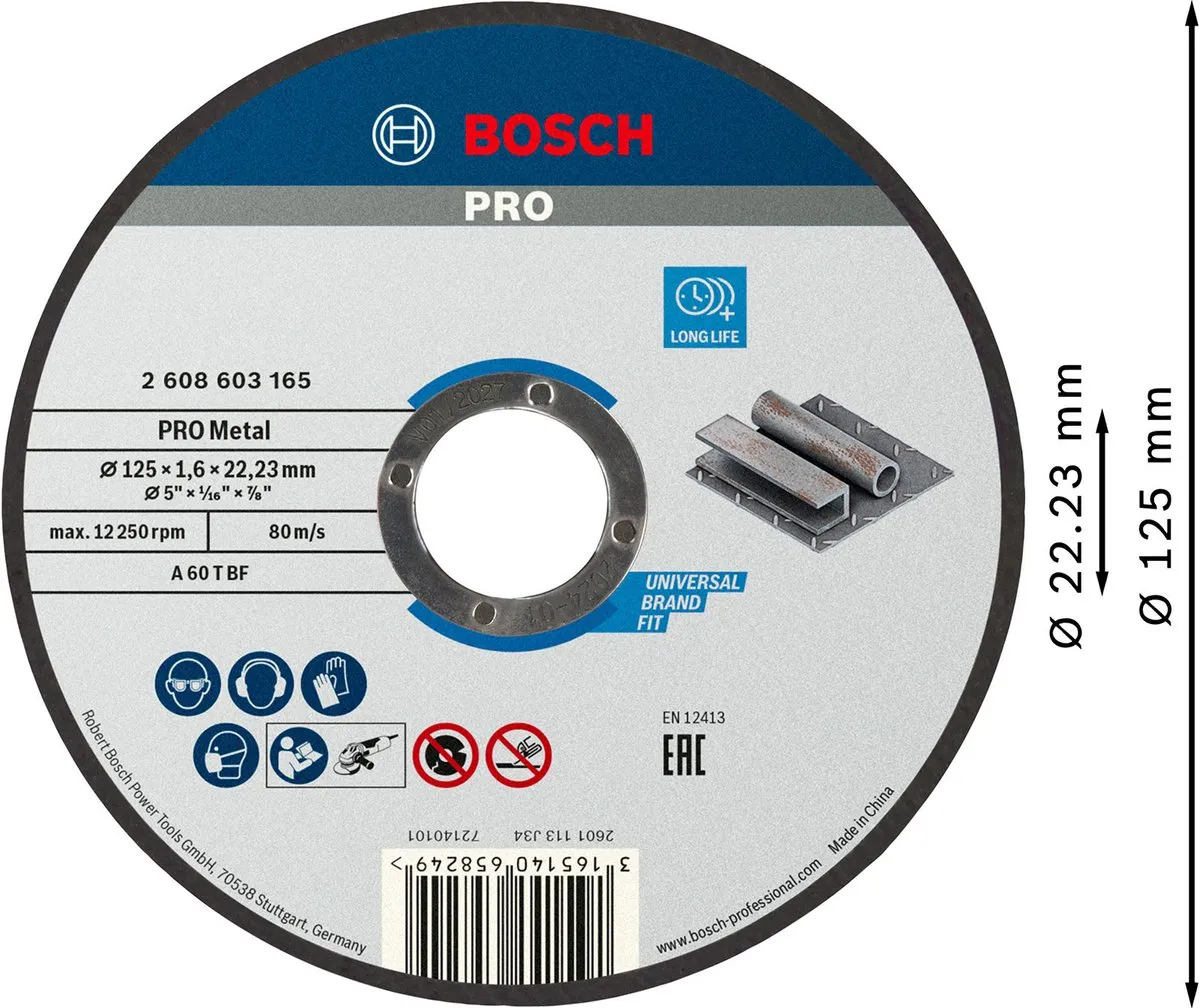 Bosch Professional Doorslijpschijf A 60 T BF 125mm Metaal - 22,23mm As