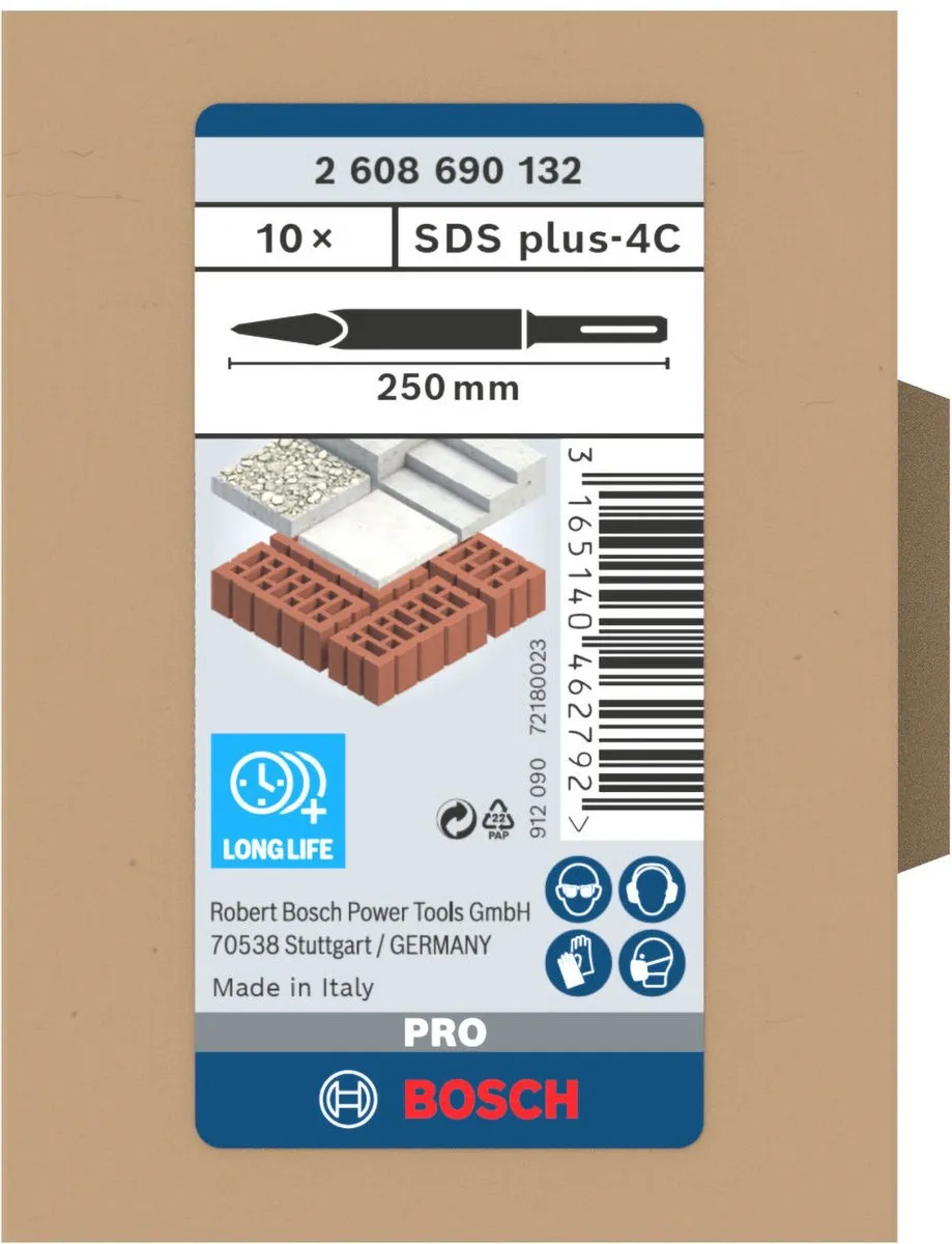 Bosch Professional SDS-Plus Puntbeitel 250mm - 10 Stuks