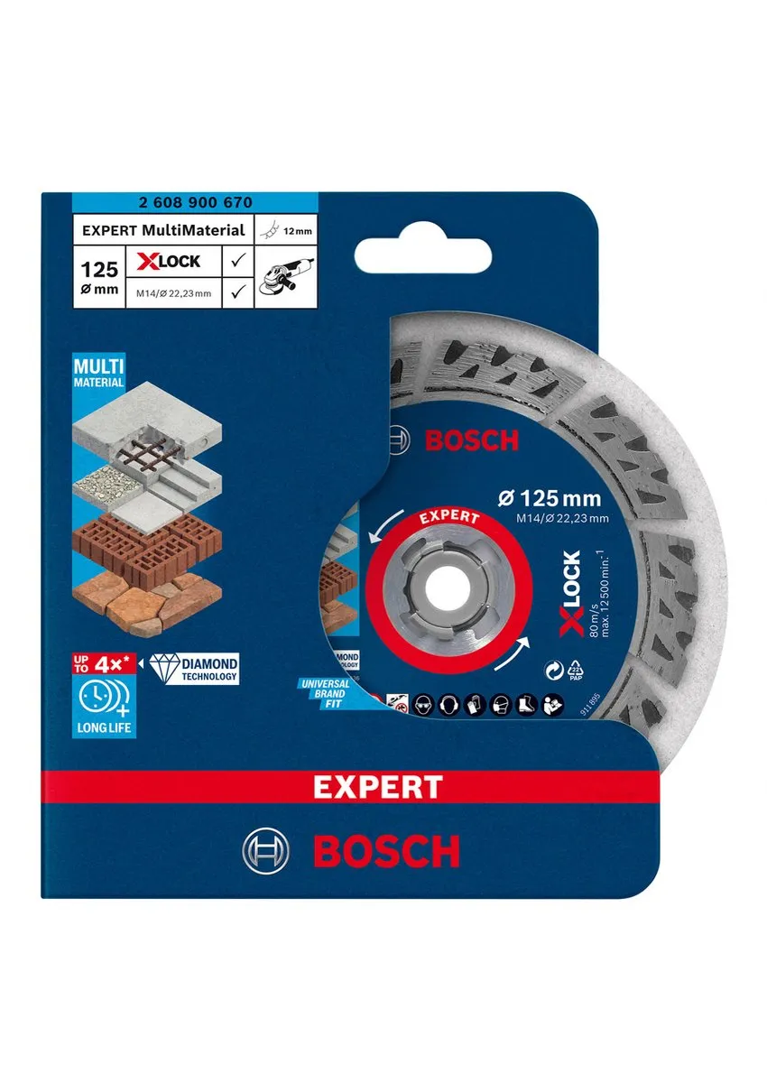 Bosch Professional EXPERT MULTIMATERIAL X-Lock Slijpschijf 125mm - 2.4mm