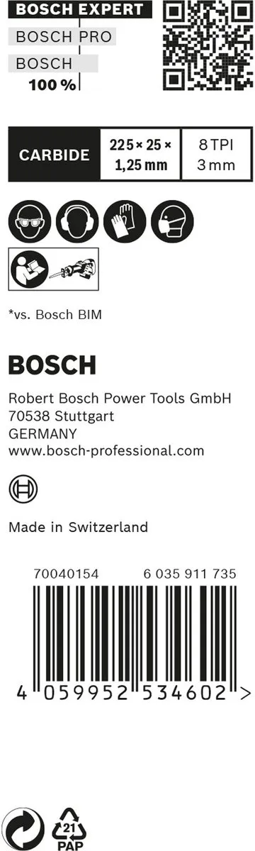 Bosch Professional EXPERT Thick Tough Metal S 1155 CHC Reciprozaagblad 225mm - 10 Stuks