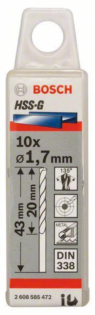Bosch Professional ST. LINE 1.7mm HSS-G Metaalboren - 10 Stuks