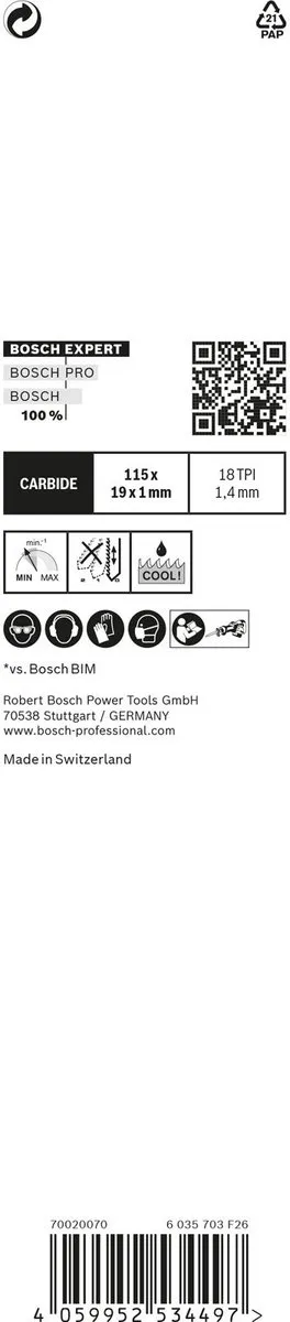 Bosch Professional Expert S 522 EHM Reciprozaagblad 115mm - Metaal