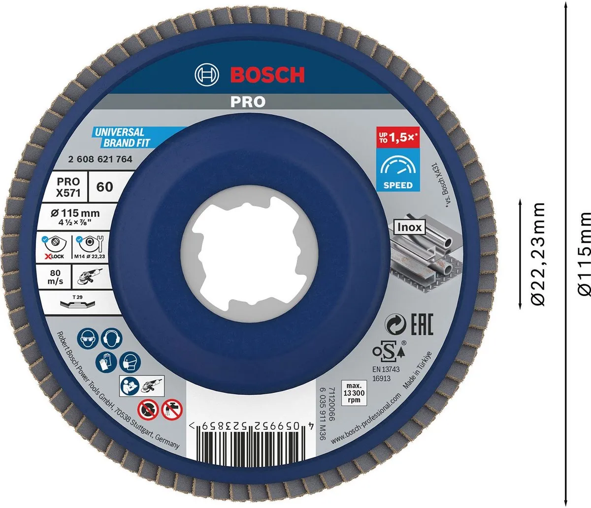 Bosch Professional PRO X571 X-Lock Lamellenschijf 115mm G60