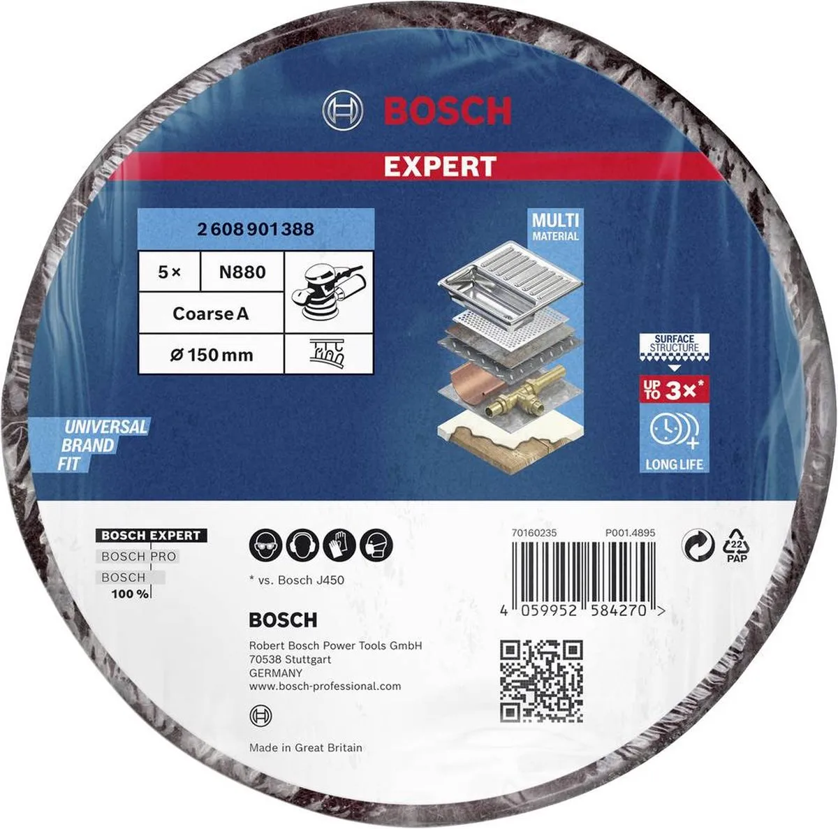 Bosch Professional EXPERT N880 Vliesschijven 150mm - Grof - 5 Stuks