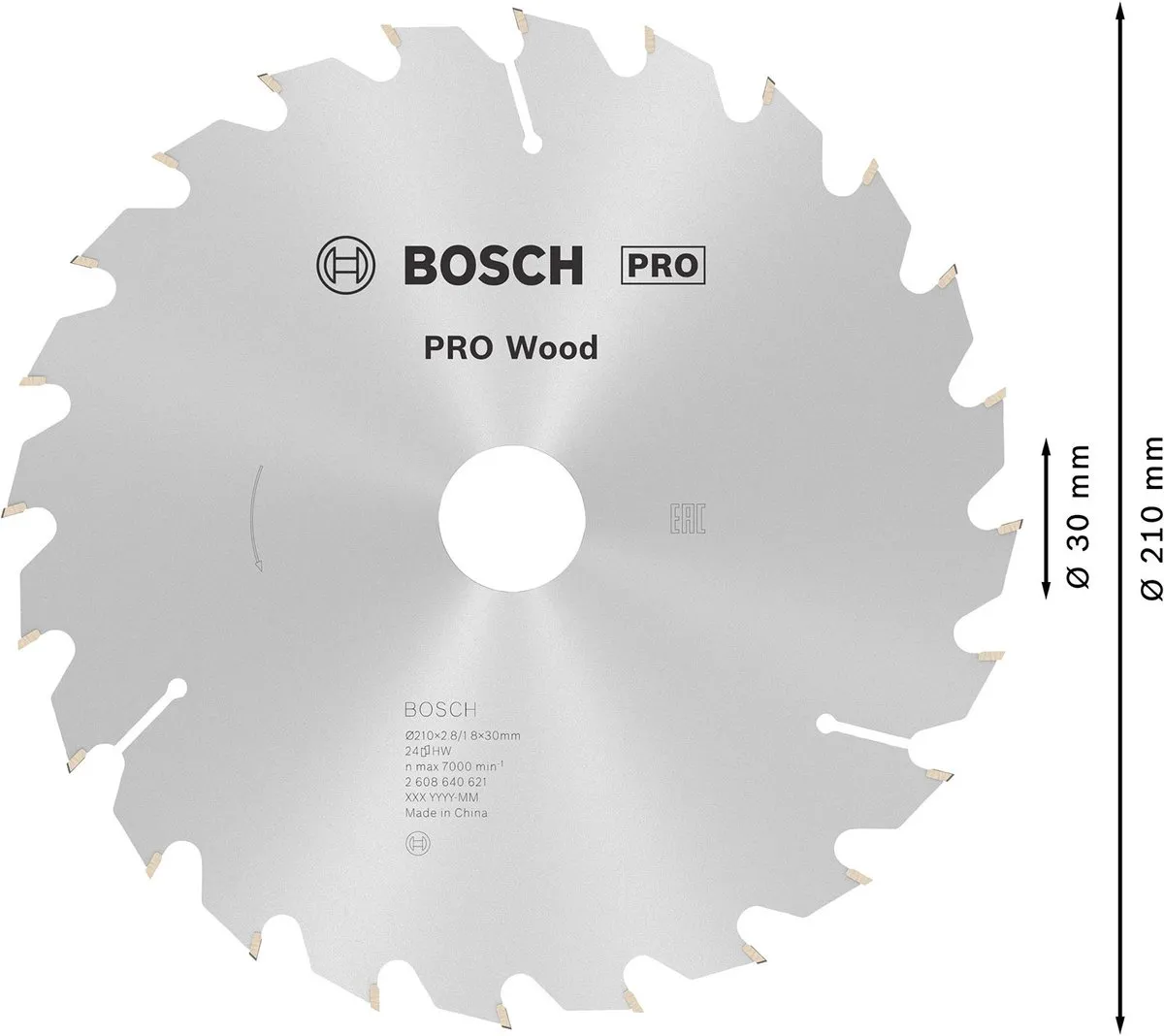 Bosch Professional Cirkelzaagblad Optiline 210x30x2,8mm - 24T - Hout/Metalen