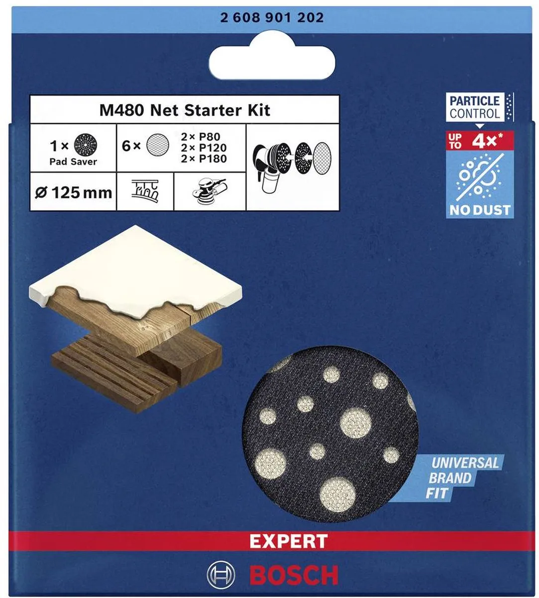 Bosch Professional EXPERT M480 Schuurnetset - 7 Stuks Ø125mm - Korrel 80/120/180