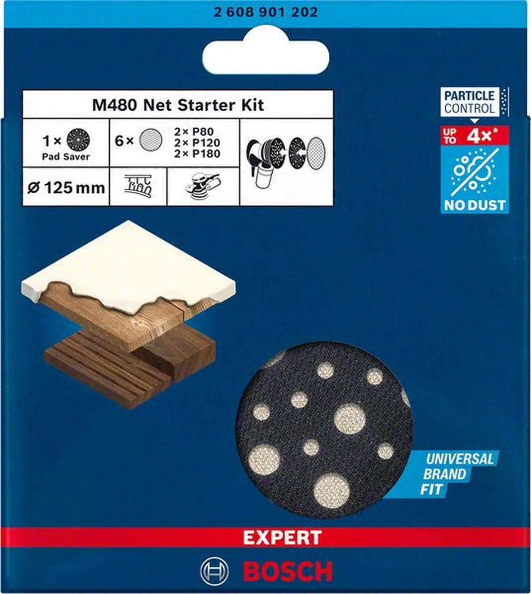 Bosch Professional EXPERT M480 Schuurnetset - 7 Stuks Ø125mm - Korrel 80/120/180
