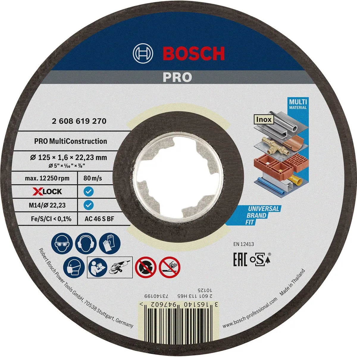 Bosch Professional X-Lock Slijpschijf Multi Construction 125mm