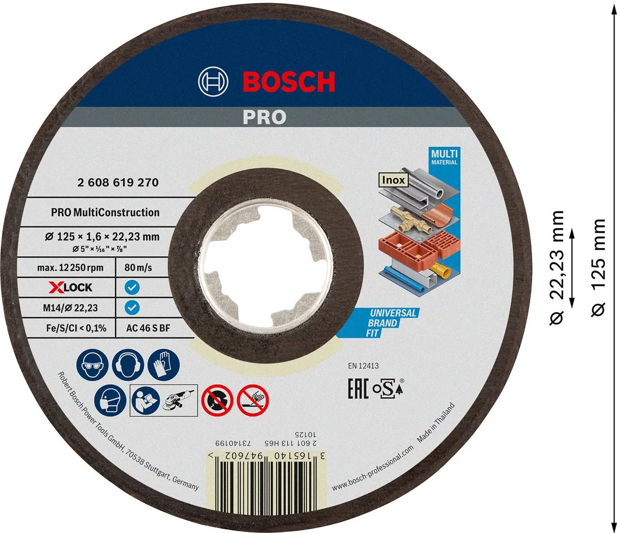 Bosch Professional X-Lock Slijpschijf Multi Construction 125mm - Recht