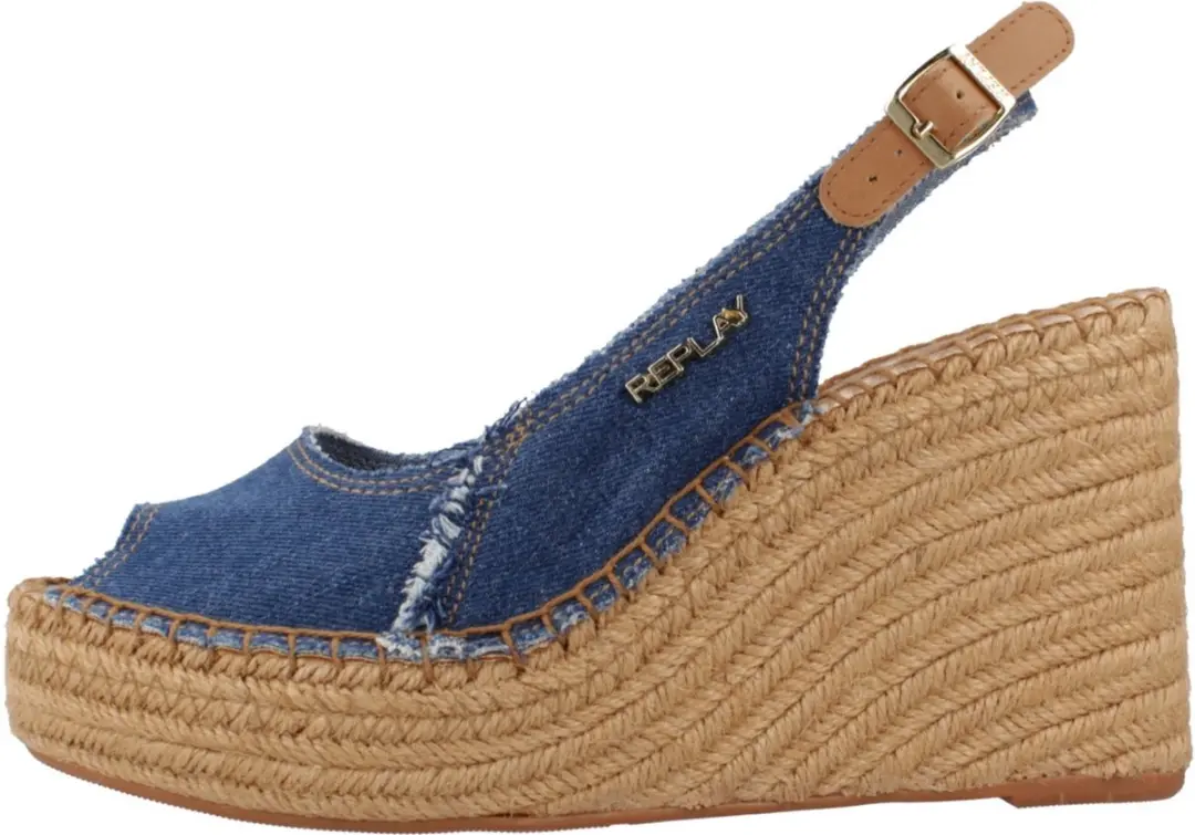 Replay Jess Sling Sandalen Touwzool - Licht blauw - Maat 40 - afbeelding 4 van 6