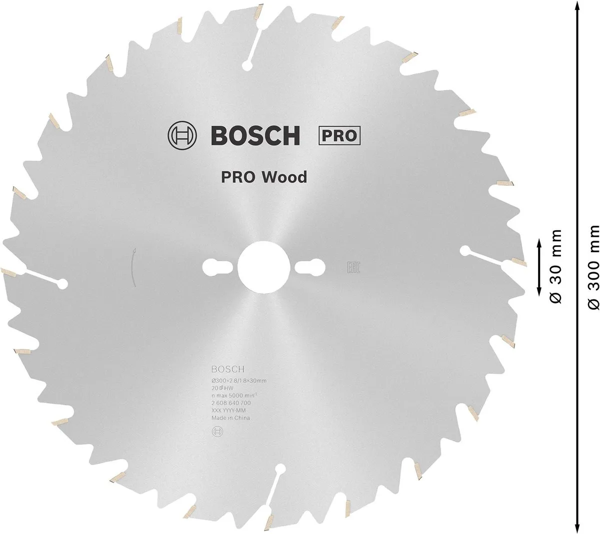 Bosch Professional Cirkelzaagblad Construct Wood T 300x30x2,8mm - 20T