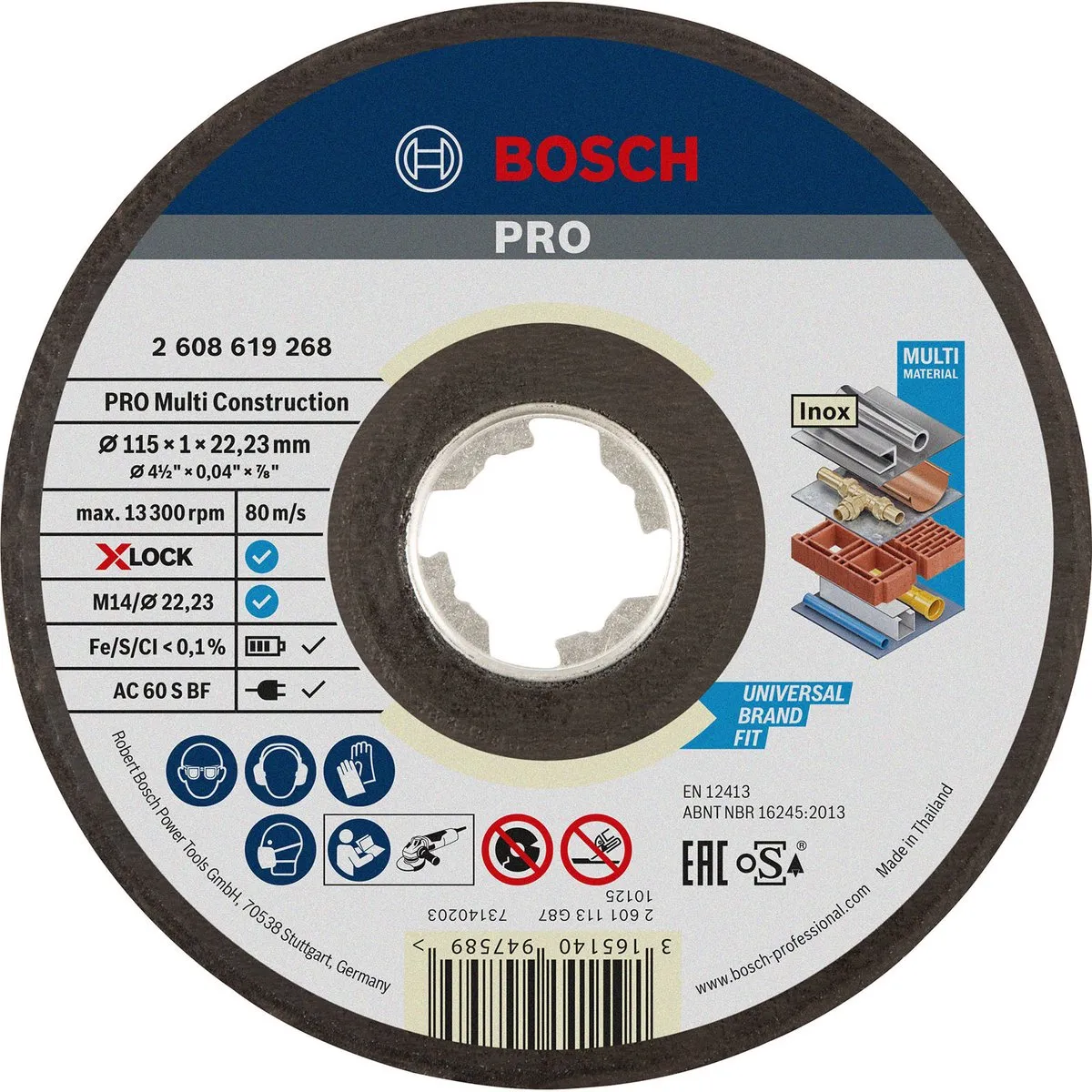 Bosch Professional X-Lock Slijpschijf Multi Construction 115mm - Recht