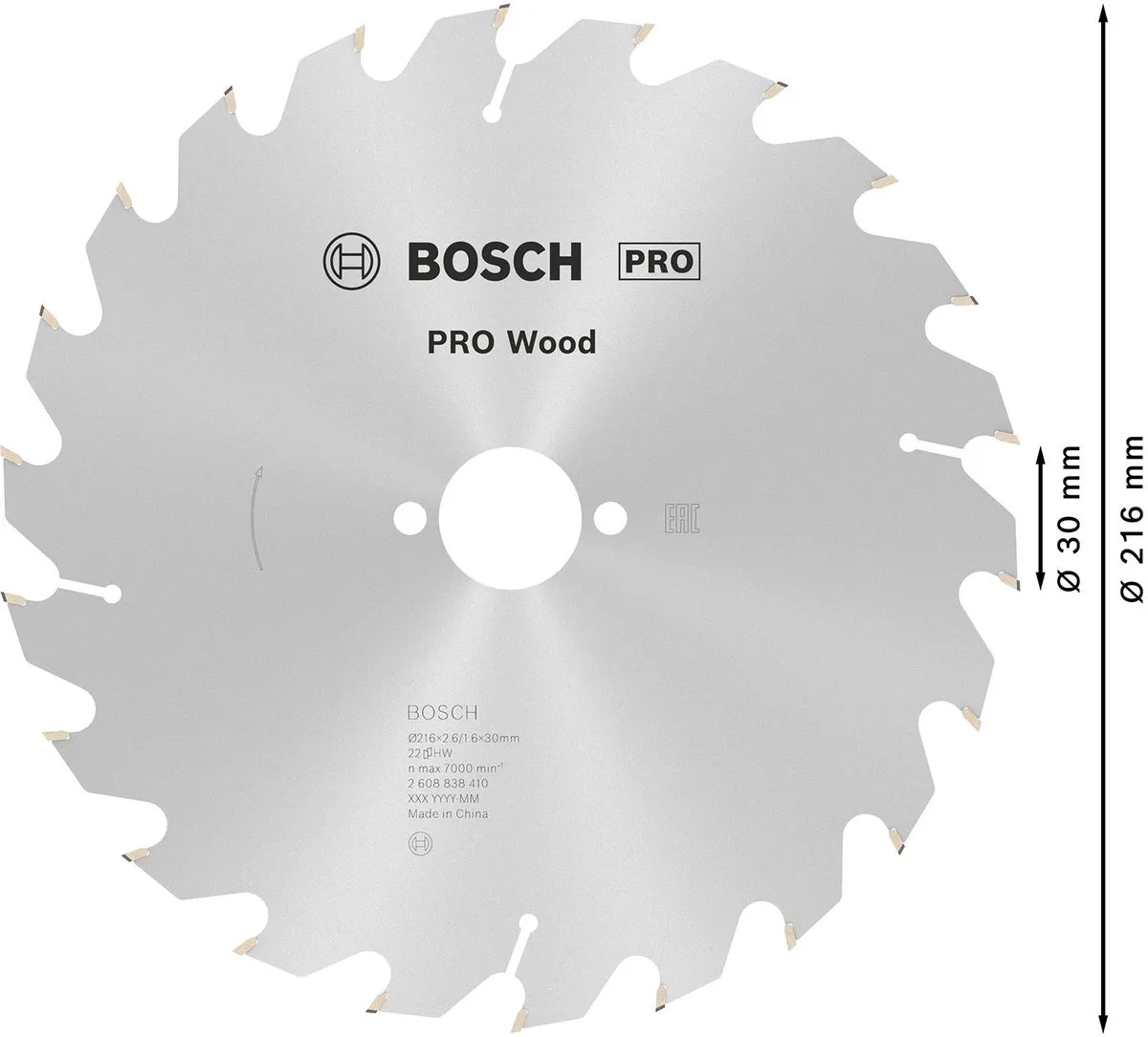 Bosch Professional Hout Cirkelzaagblad 216mm - 2,6mm x 30mm