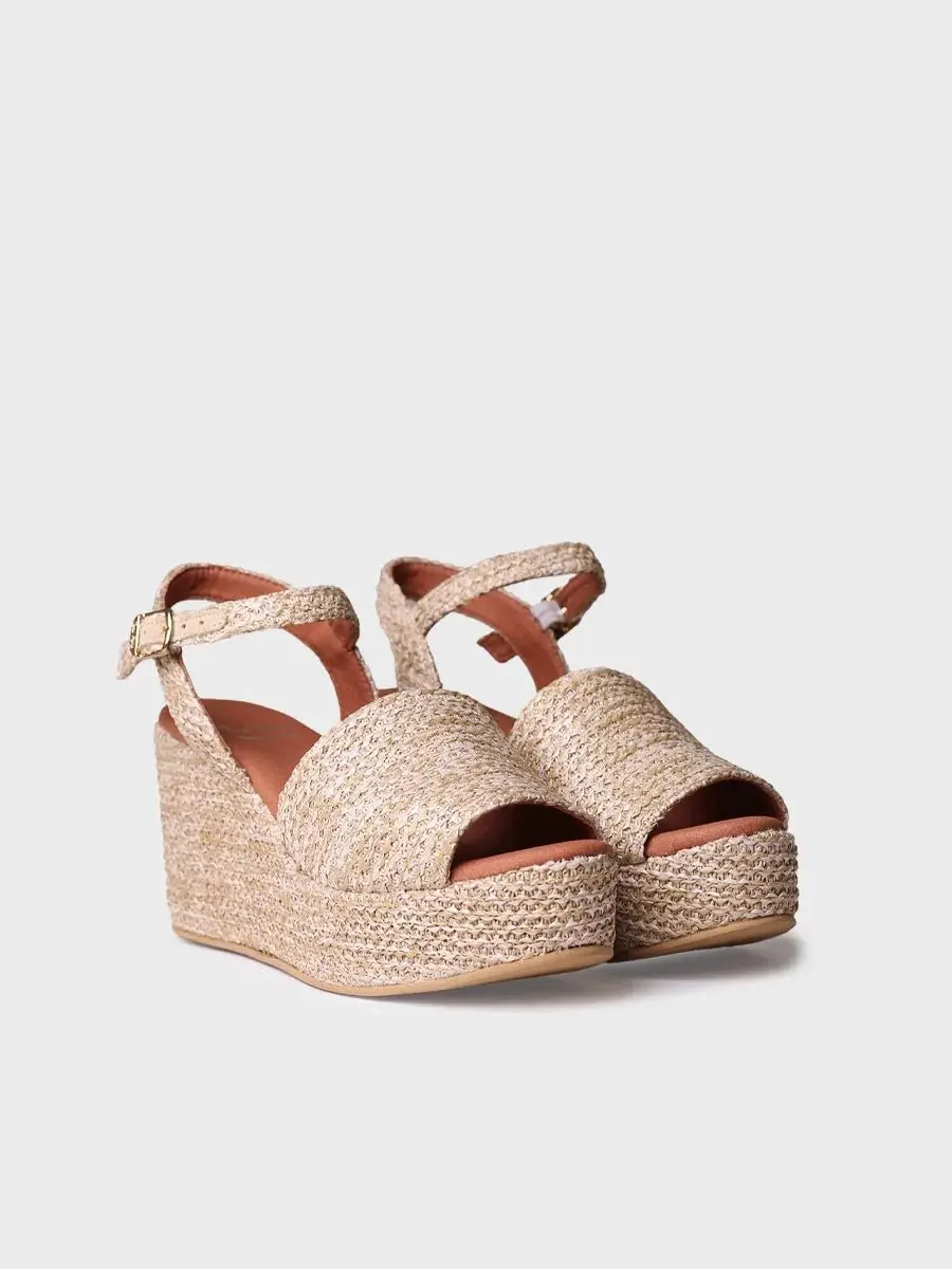 Dames espadrilles met hoge schacht van raffia
