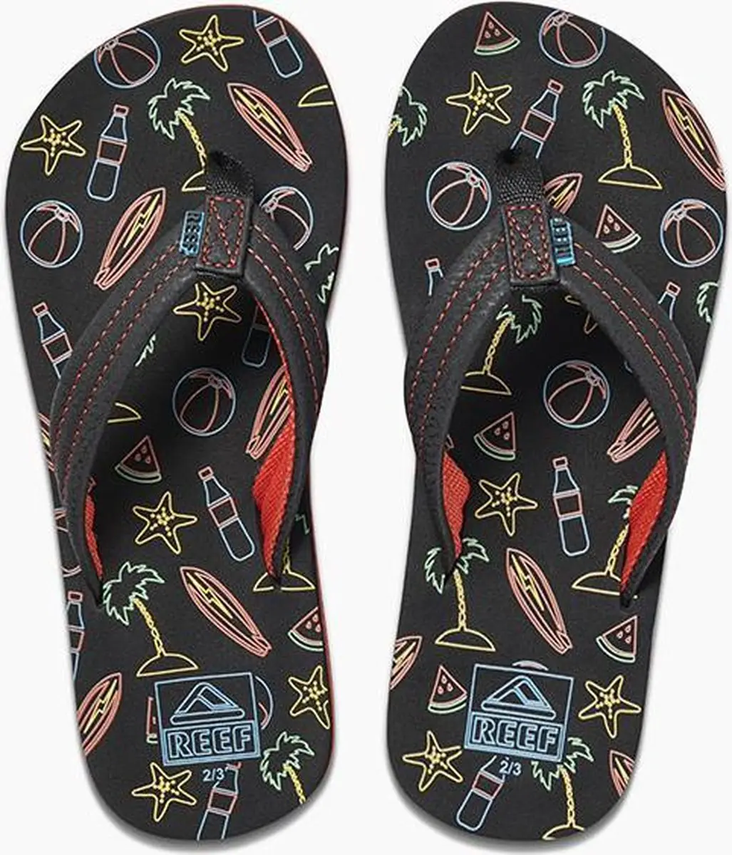 Reef Slipper Little Kids Ahi Glow Neon Beach