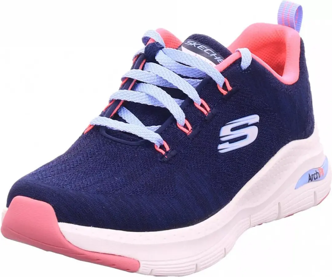 Skechers Arch Fit Comfy Wave Dames Sneakers - Navy/Hot Pink - afbeelding 4 van 6