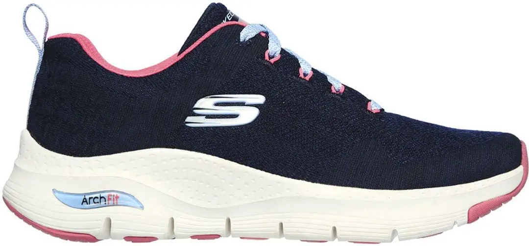 Skechers Arch Fit Comfy Wave Dames Sneakers - Navy/Hot Pink - afbeelding 5 van 6