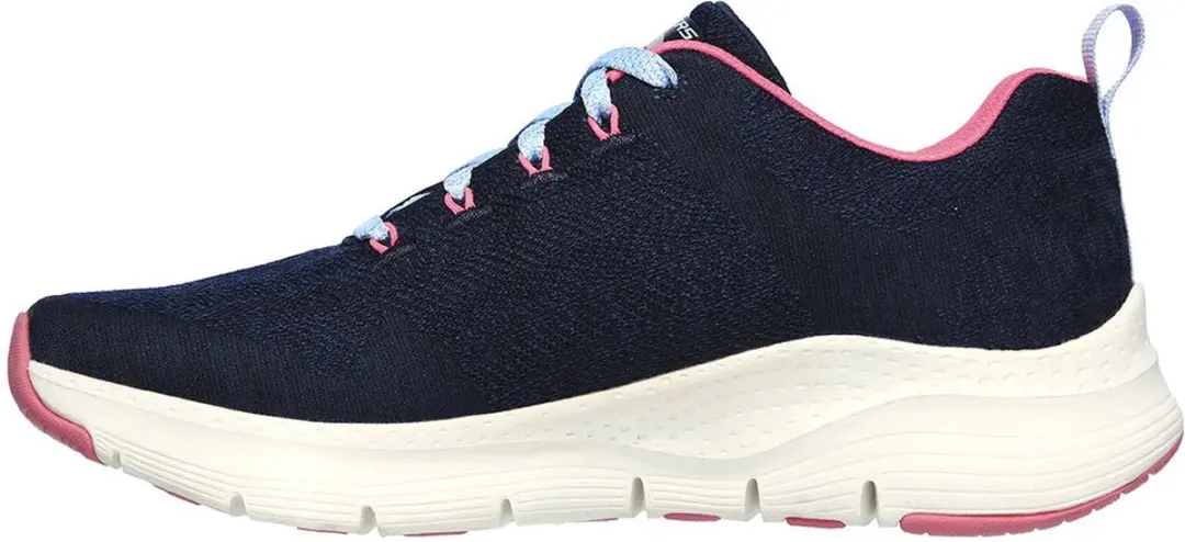 Skechers Arch Fit Comfy Wave Dames Sneakers - Navy/Hot Pink - afbeelding 2 van 6