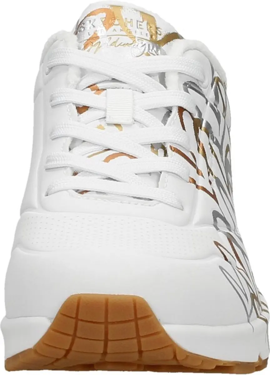 Skechers Uno-Metallic Love Dames Sneakers - Wit/Goud - afbeelding 3 van 6