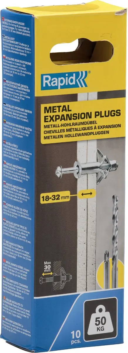 Blister van 10 stuks. metalen expansiepluggen ø13x65 schroeven m6x75 5001554 sn