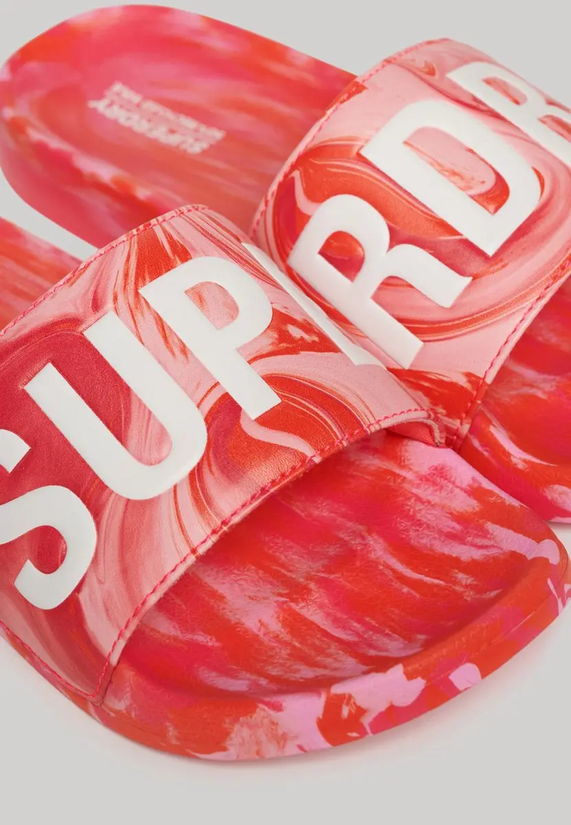 Superdry Marble Vegan Badslippers Dames Slides - 34 - Hyper Fire Pink - afbeelding 4 van 6