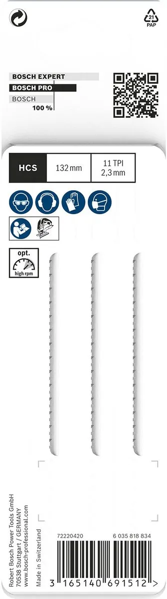 Bosch Professional T302H Decoupeerzaagblad - Plexiglas/Kunststof