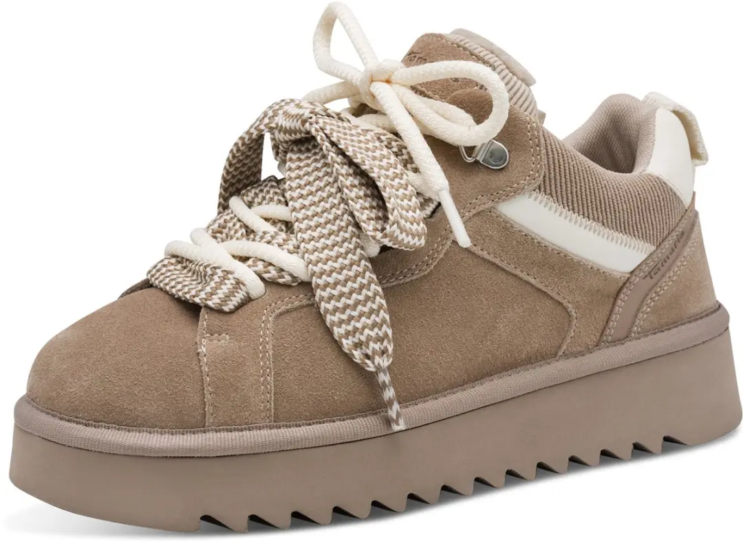 Tamaris damessneakers 1-23761-47-341 Chunky veterschoenen, beige