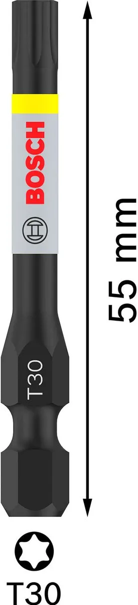 Bosch Professional PRO Torx Slagmoerbeitel T30 55mm - 2-delig