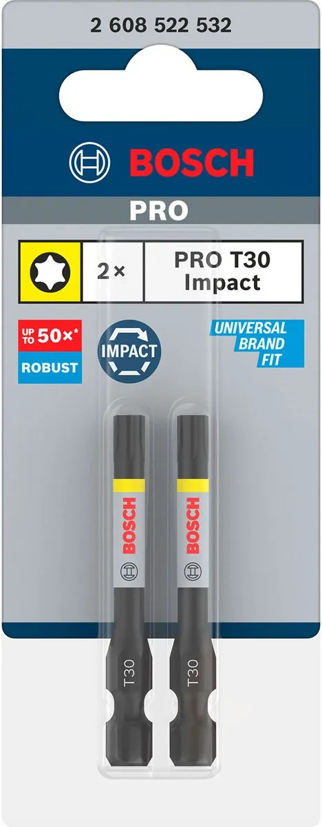 Bosch Professional PRO Torx Slagmoerbeitel T30 55mm - 2-delig