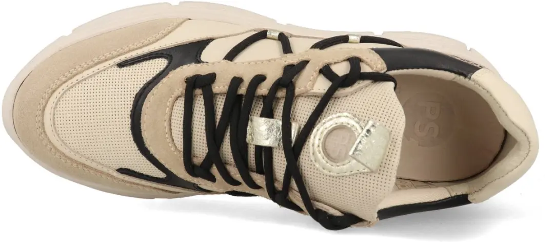 PS Poelman Jilly LPJILLY-09POE1 Sneaker - 42 - Beige/Zwart - afbeelding 2 van 5
