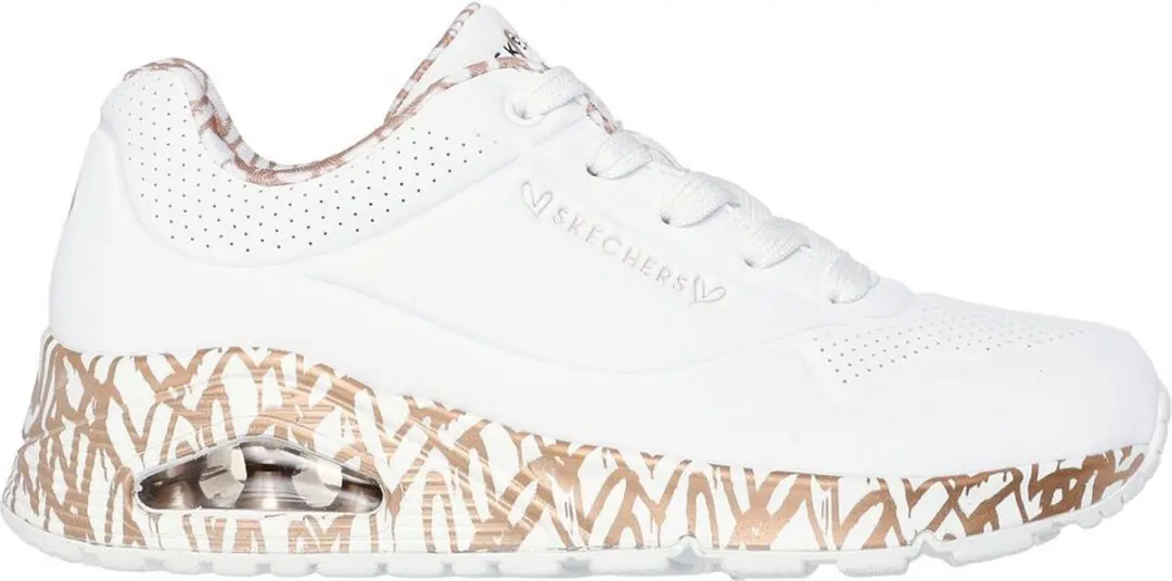 Skechers Sneaker UNO Loving Love 155506/WTRG Wit Rose Goud Hartjes