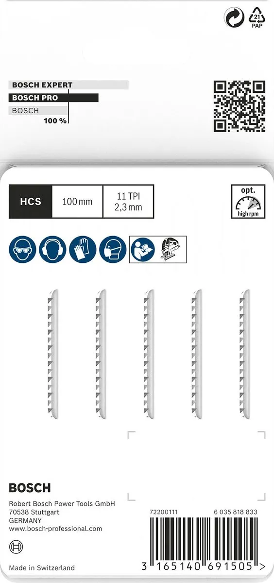 Bosch Professional T102H Decoupeerzaagblad - 5 Stuks - afbeelding 3 van 6