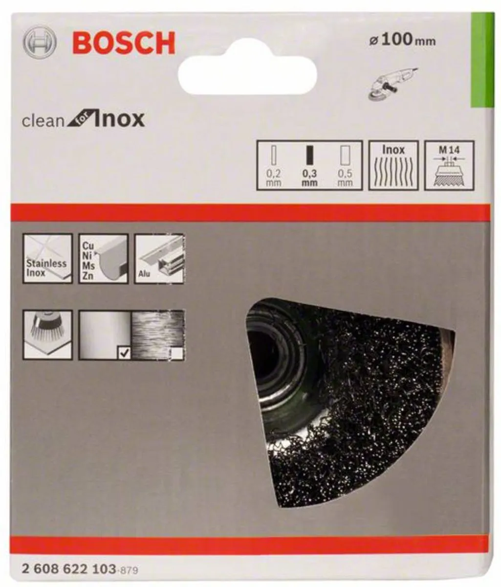 Bosch Professional M14 Gegolfde KOMSTLborstel 100mm - Inox - afbeelding 6 van 6