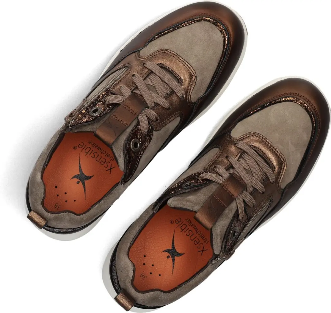 Xsensible Grenoble Combi H Rits Sneaker - Dames - Brons - Maat 41