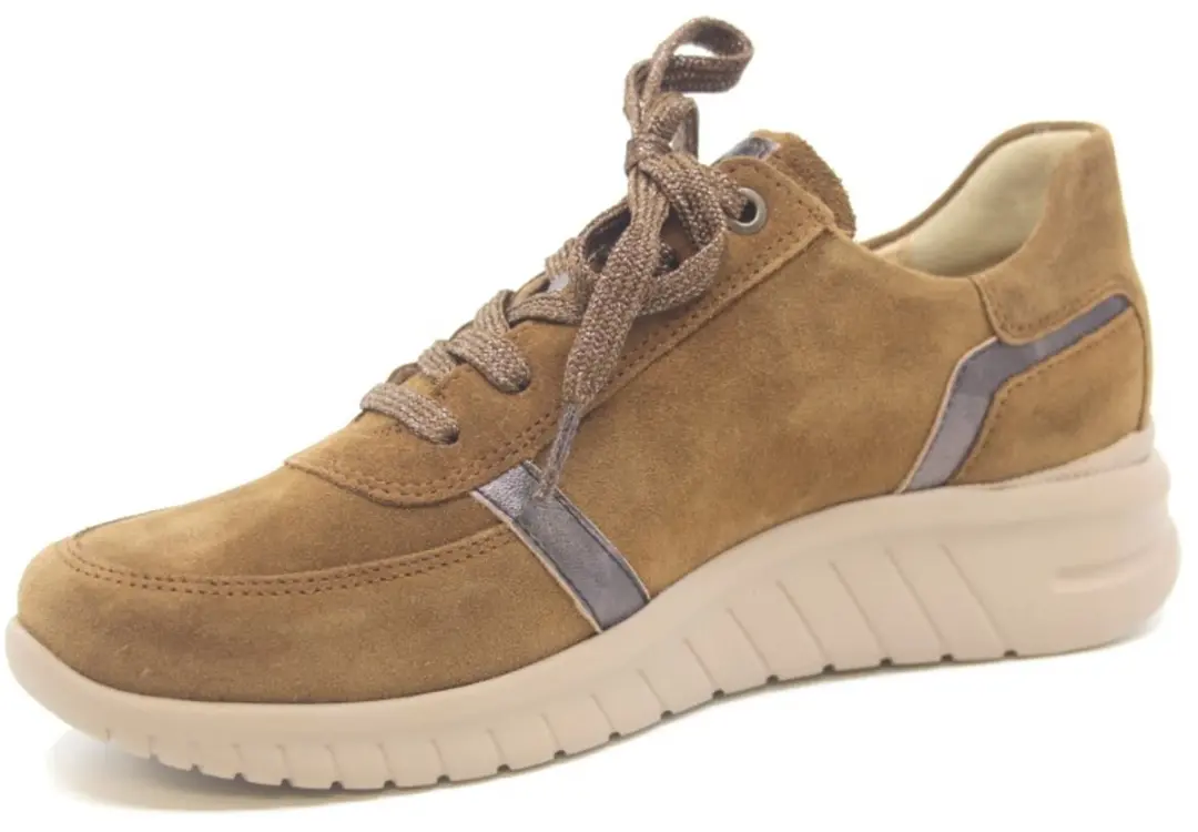 Hartjes Wave Shoe G+ Dames Veterschoenen - Maat 41 - Cognac