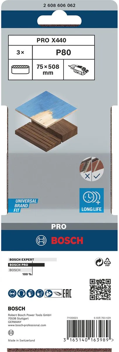 Bosch Professional 3 Banden 75x508mm Best Wood+Paint