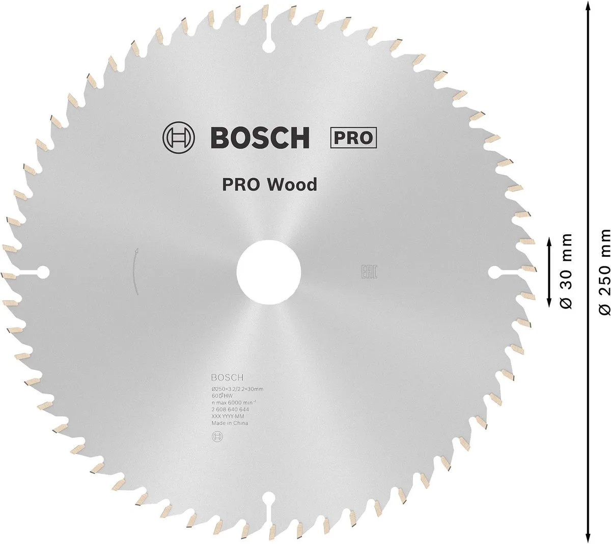 Bosch Professional Cirkelzaagblad 250mm Hout - 60 Tanden